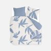 Beddengoed Walra 1-Persoons Dekbedovertrek | Dekbedovertrek Simple Leaves Off White / Jeans Blauw