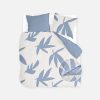 Beddengoed Walra 2-Persoons Dekbedovertrek | Dekbedovertrek Simple Leaves Off White / Jeans Blauw